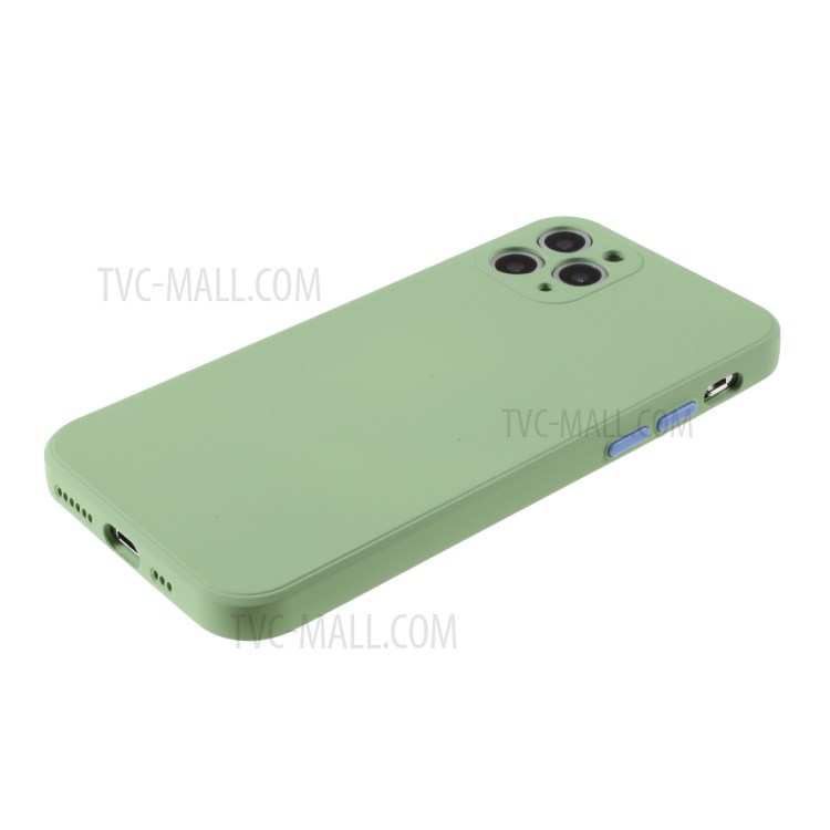 Contrast Color Button TPU Case with Soft Lint Inner for iPhone 11 Pro 5.8 inch - Light Green-4