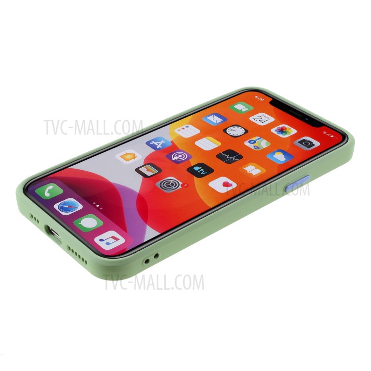 Contrast Color Button TPU Case with Soft Lint Inner for iPhone 11 Pro 5.8 inch - Light Green-5