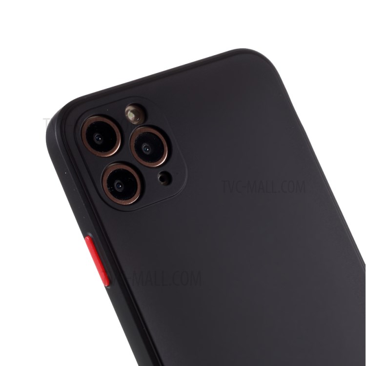 Contrast Color Button TPU Shell with Soft Lint Inner for iPhone 11 Pro Max 6.5 inch - Black-4