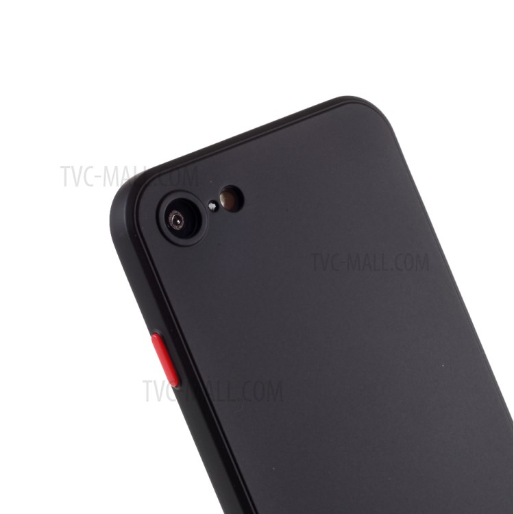 Contrast Color Button TPU Back Case with Soft Lint Inner for iPhone SE (2nd Generation)/8/7 - Black-7