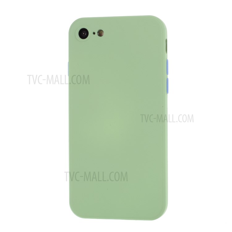 Contrast Color Button TPU Back Case with Soft Lint Inner for iPhone SE (2nd Generation)/8/7 - Light Green-2