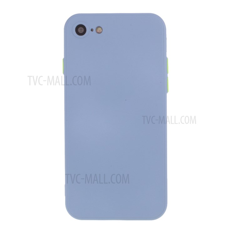 Contrast Color Button TPU Back Case with Soft Lint Inner for iPhone SE (2nd Generation)/8/7 - Blue-1