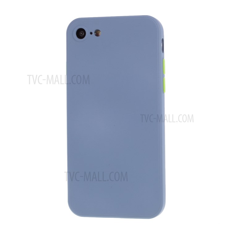 Contrast Color Button TPU Back Case with Soft Lint Inner for iPhone SE (2nd Generation)/8/7 - Blue-2