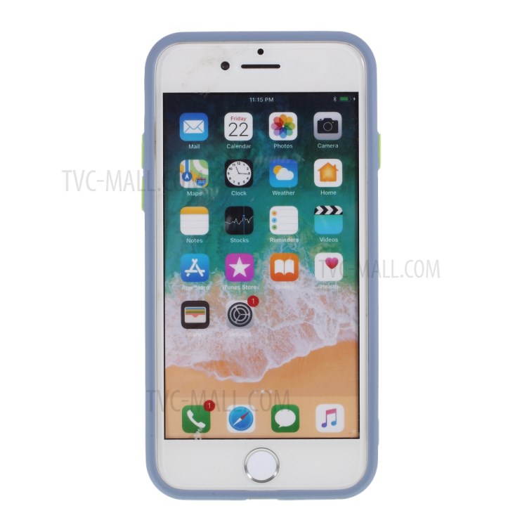 Contrast Color Button TPU Back Case with Soft Lint Inner for iPhone SE (2nd Generation)/8/7 - Blue-3