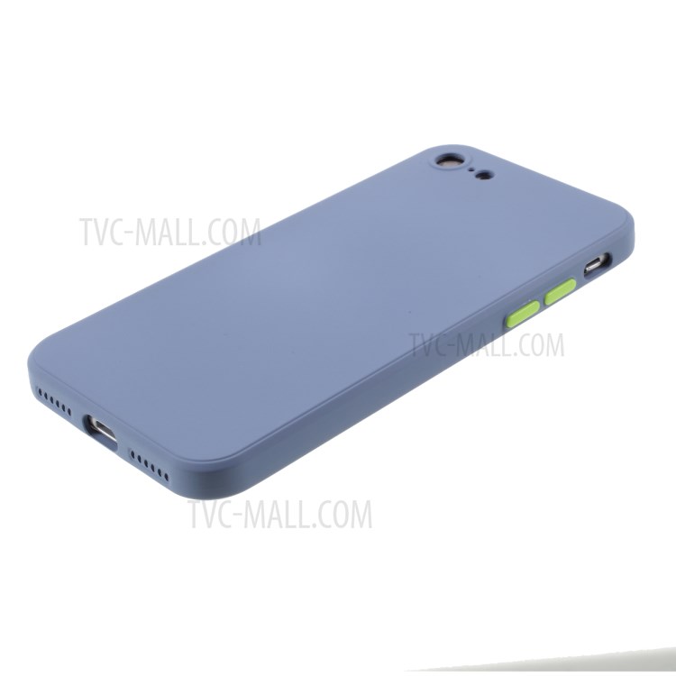 Contrast Color Button TPU Back Case with Soft Lint Inner for iPhone SE (2nd Generation)/8/7 - Blue-4