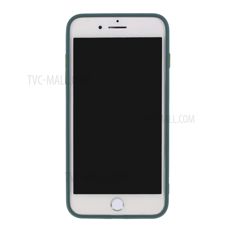 Contrast Color Button TPU Cover with Soft Lint Inner for iPhone 8 Plus/7 Plus - Dark Green-3