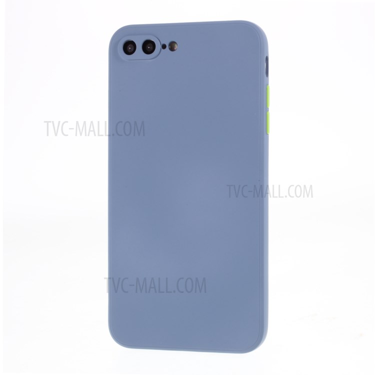 Contrast Color Button TPU Cover with Soft Lint Inner for iPhone 8 Plus/7 Plus - Blue-2