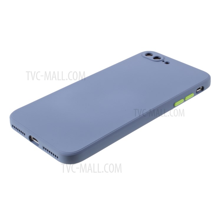 Contrast Color Button TPU Cover with Soft Lint Inner for iPhone 8 Plus/7 Plus - Blue-4