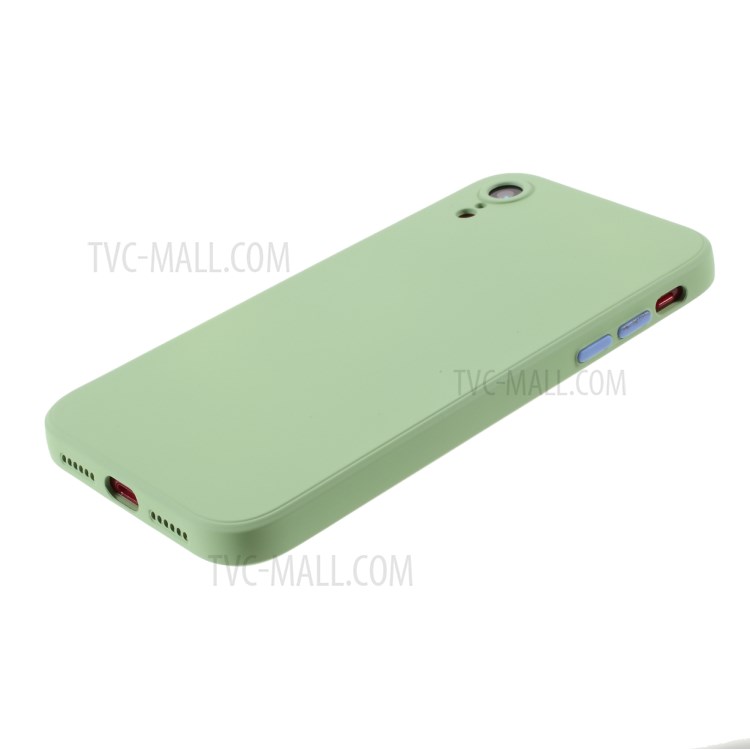 Contrast Color Button TPU Cover with Soft Lint Inner for iPhone XR 6.1 inch - Light Green-4