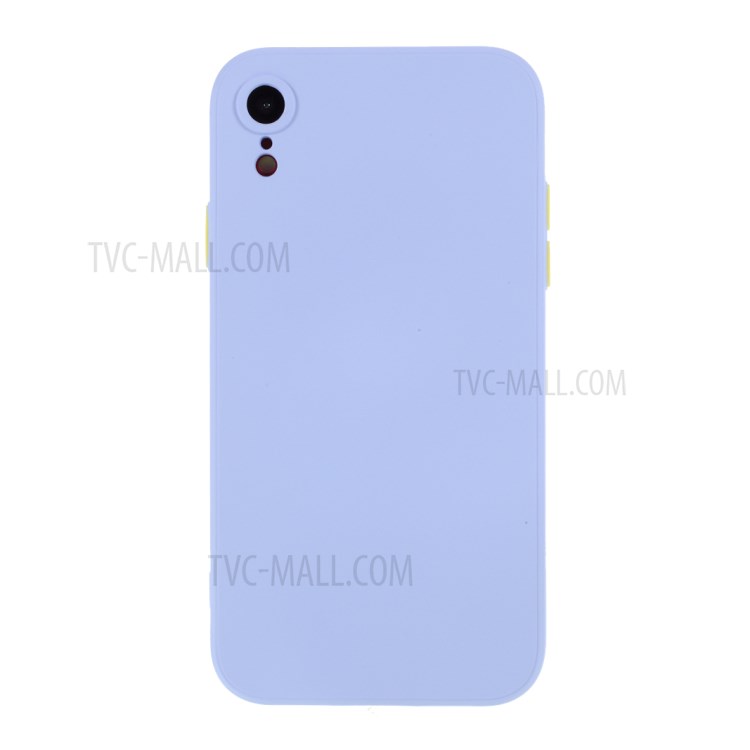 Contrast Color Button TPU Cover with Soft Lint Inner for iPhone XR 6.1 inch - Purple-1