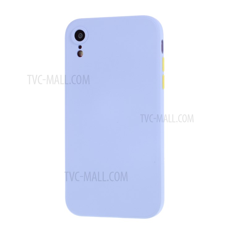 Contrast Color Button TPU Cover with Soft Lint Inner for iPhone XR 6.1 inch - Purple-2