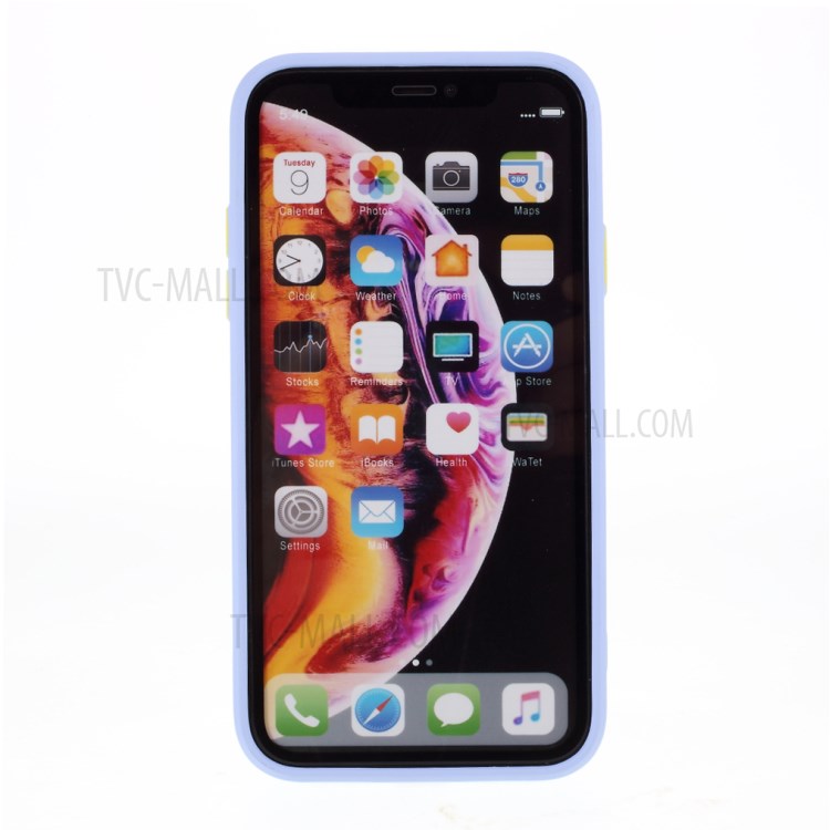 Contrast Color Button TPU Cover with Soft Lint Inner for iPhone XR 6.1 inch - Purple-3