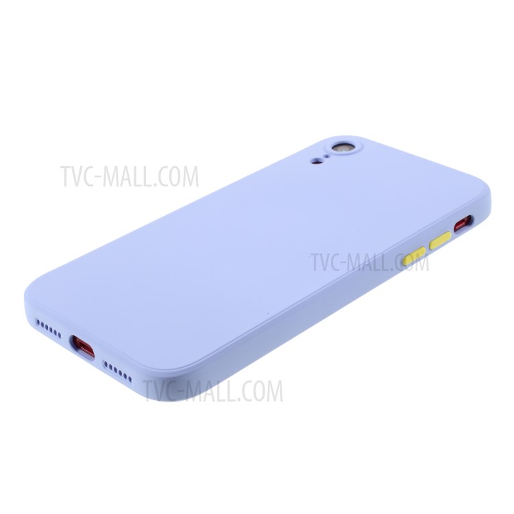 Contrast Color Button TPU Cover with Soft Lint Inner for iPhone XR 6.1 inch - Purple-4
