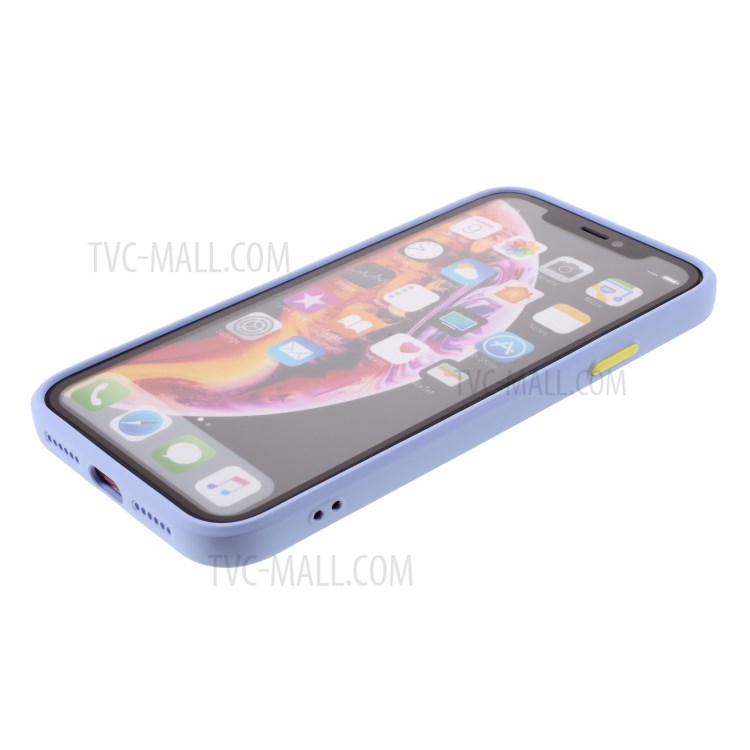 Contrast Color Button TPU Cover with Soft Lint Inner for iPhone XR 6.1 inch - Purple-5