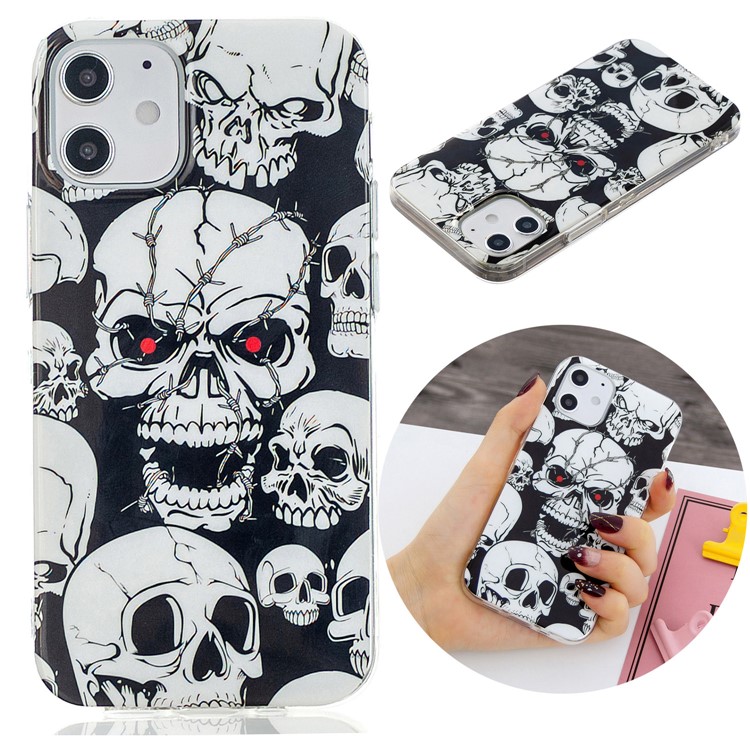 Noctilucent Patterned IMD TPU Case for iPhone 12 mini - Cool Skulls-2