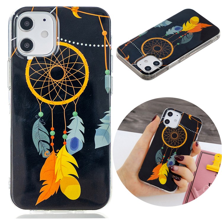 Noctilucent Patterned IMD TPU Case for iPhone 12 mini - Feather Dream Catcher-2