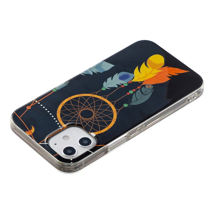 Noctilucent Patterned IMD TPU Case for iPhone 12 mini - Feather Dream Catcher-4