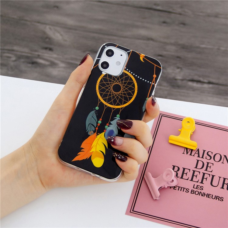 Noctilucent Patterned IMD TPU Case for iPhone 12 mini - Feather Dream Catcher-6