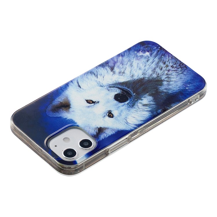Noctilucent Patterned IMD TPU Case for iPhone 12 mini - White Wolf-4