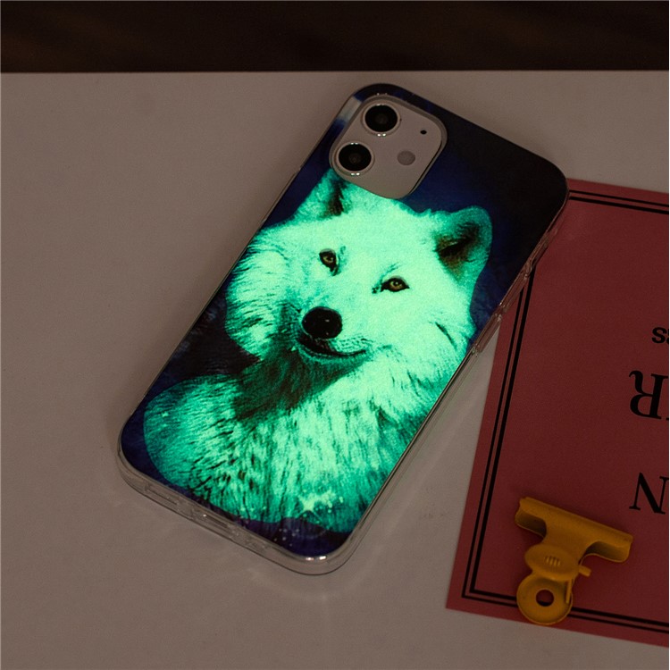 Noctilucent Patterned IMD TPU Case for iPhone 12 mini - White Wolf-6