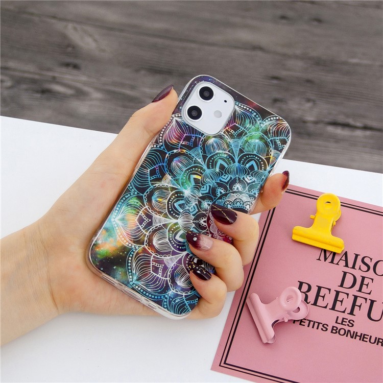 Noctilucent Patterned IMD TPU Case for iPhone 12 mini - Mandala Flower-6