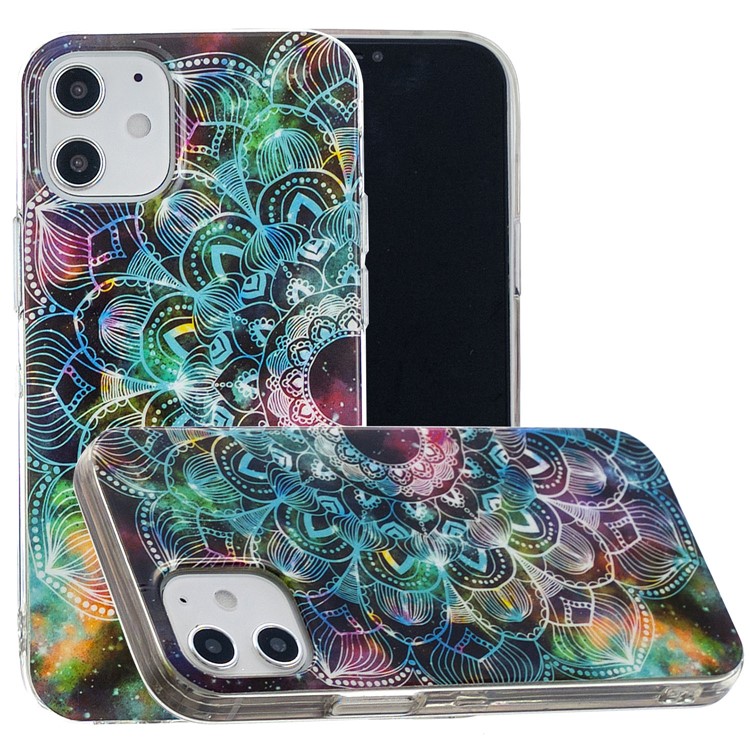 Noctilucent Patterned IMD TPU Back Case for iPhone 12 - Mandala Flower-1