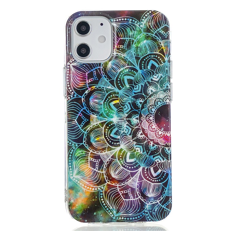 Noctilucent Patterned IMD TPU Back Case for iPhone 12 - Mandala Flower-3