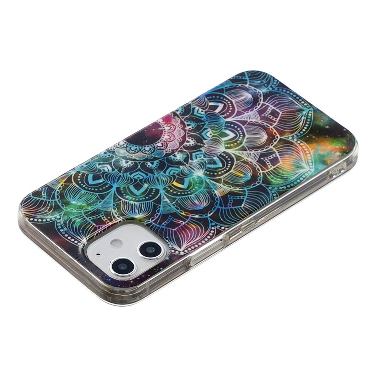 Noctilucent Patterned IMD TPU Back Case for iPhone 12 - Mandala Flower-4