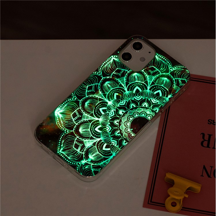Noctilucent Patterned IMD TPU Back Case for iPhone 12 - Mandala Flower-5