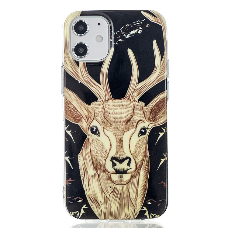 Noctilucent Patterned IMD TPU Back Case for iPhone 12 - Elk Pattern-3