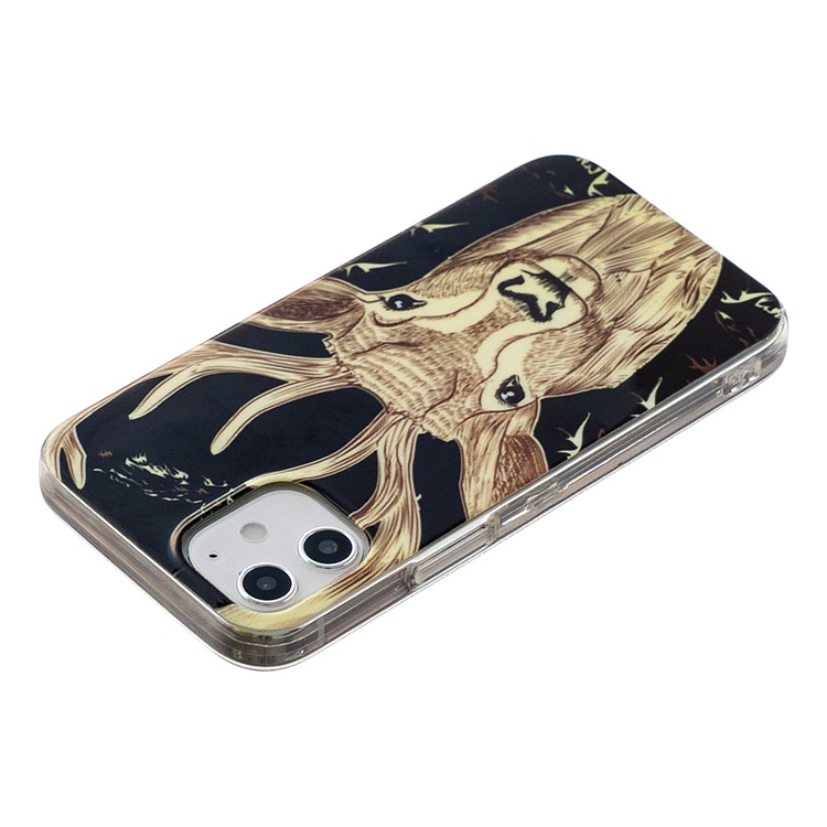 Noctilucent Patterned IMD TPU Back Case for iPhone 12 - Elk Pattern-4