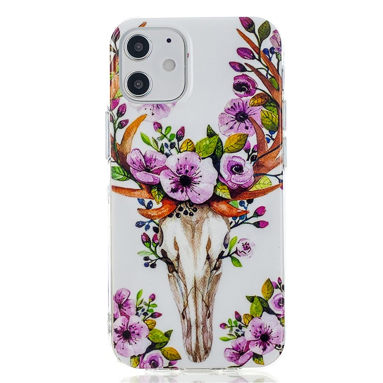 Noctilucent Patterned IMD TPU Back Case for iPhone 12 - Flowered Elk-3