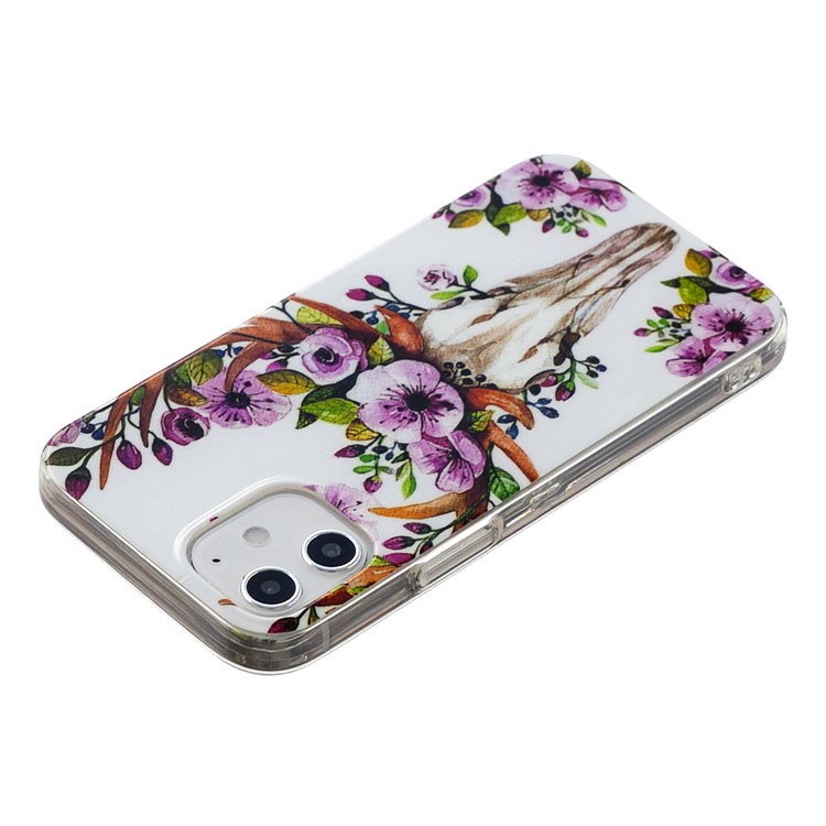 Noctilucent Patterned IMD TPU Back Case for iPhone 12 - Flowered Elk-4