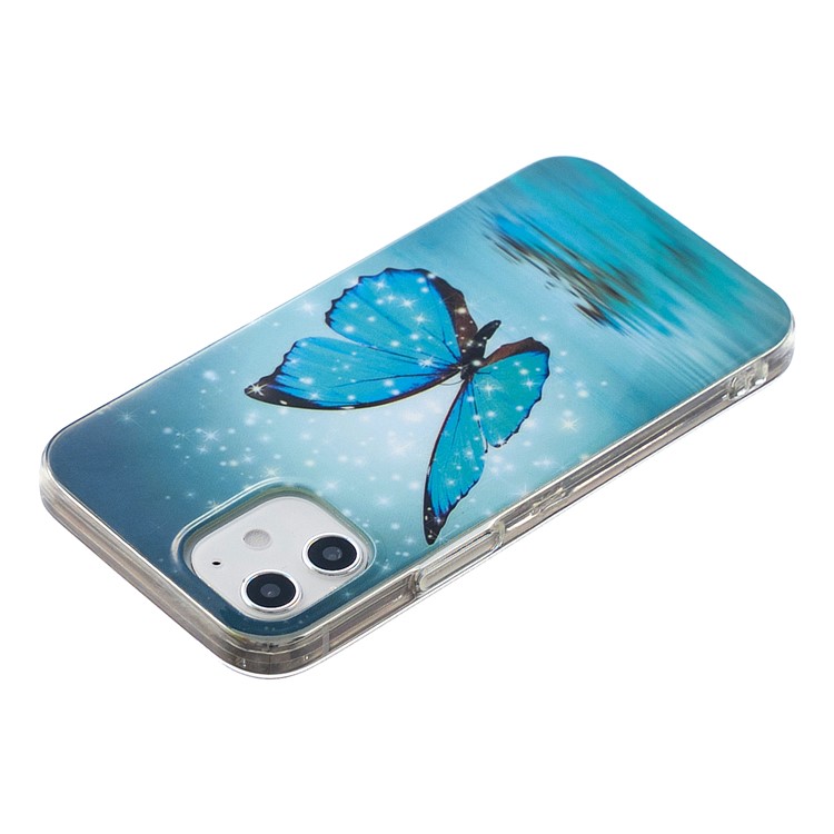 Noctilucent Patterned IMD TPU Back Case for iPhone 12 - Blue Butterfly-4