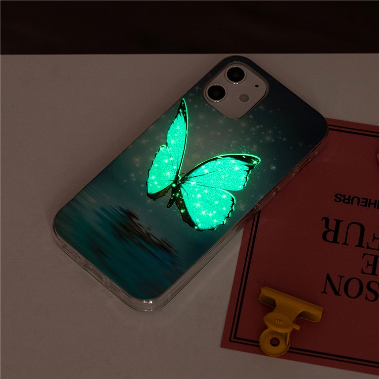 Noctilucent Patterned IMD TPU Back Case for iPhone 12 - Blue Butterfly-5