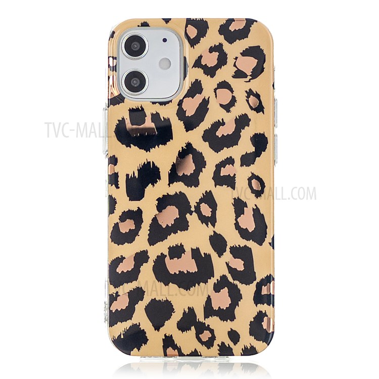 Marble Pattern Electroplating IMD TPU Phone Protection Case for iPhone 12 5.4 inch - Leopard-3