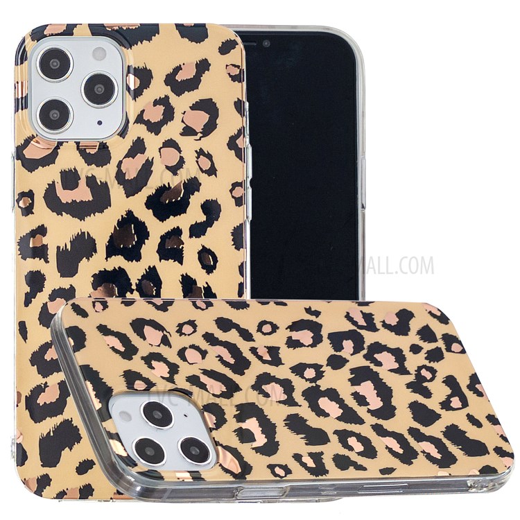 Marble Pattern Electroplating IMD TPU Phone Case for iPhone 12 Pro 6.1 inch - Leopard-1