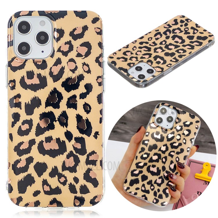 Marble Pattern Electroplating IMD TPU Phone Case for iPhone 12 Pro 6.1 inch - Leopard-2