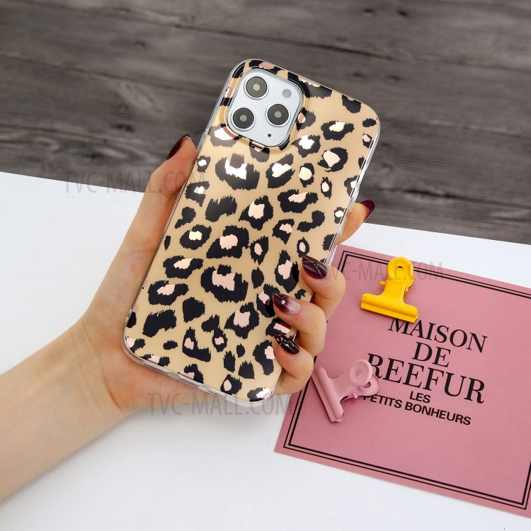 Marble Pattern Electroplating IMD TPU Phone Case for iPhone 12 Pro 6.1 inch - Leopard-4