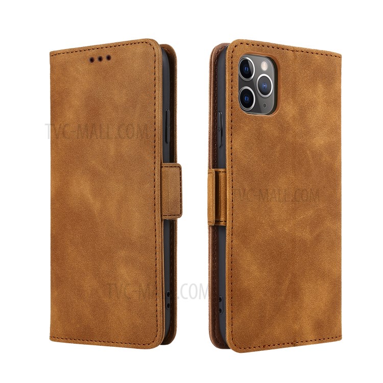 Business Style Leather Case with Wallet Stand for iPhone 11 Pro Max 6.5-inch - Brown-1