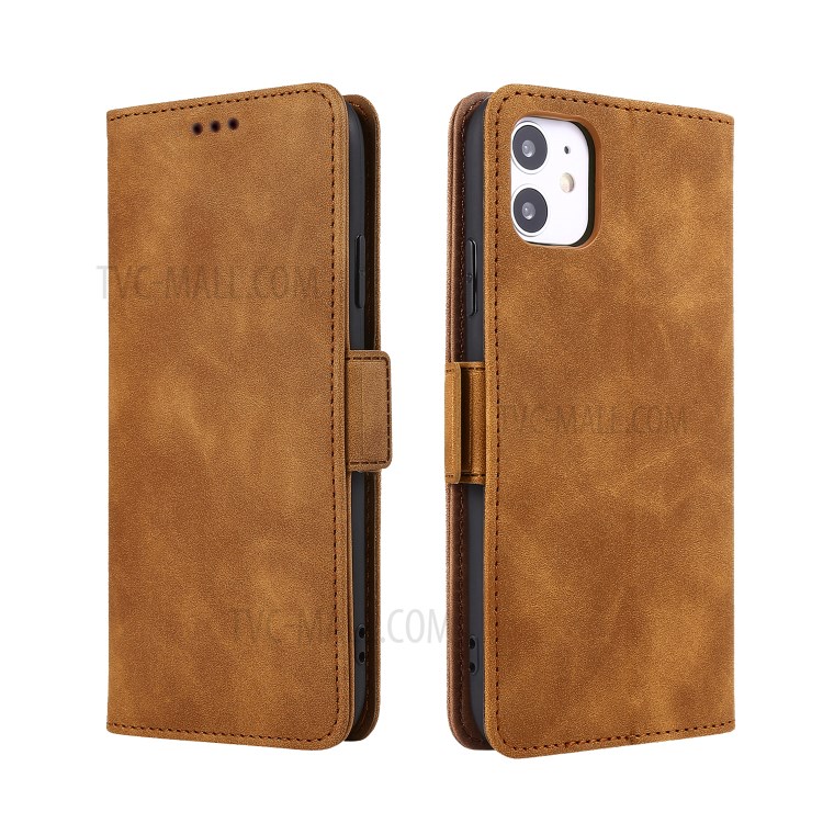 Business Style Leather Wallet Stand Cover Case for iPhone 11 6.1-inch - Brown-1