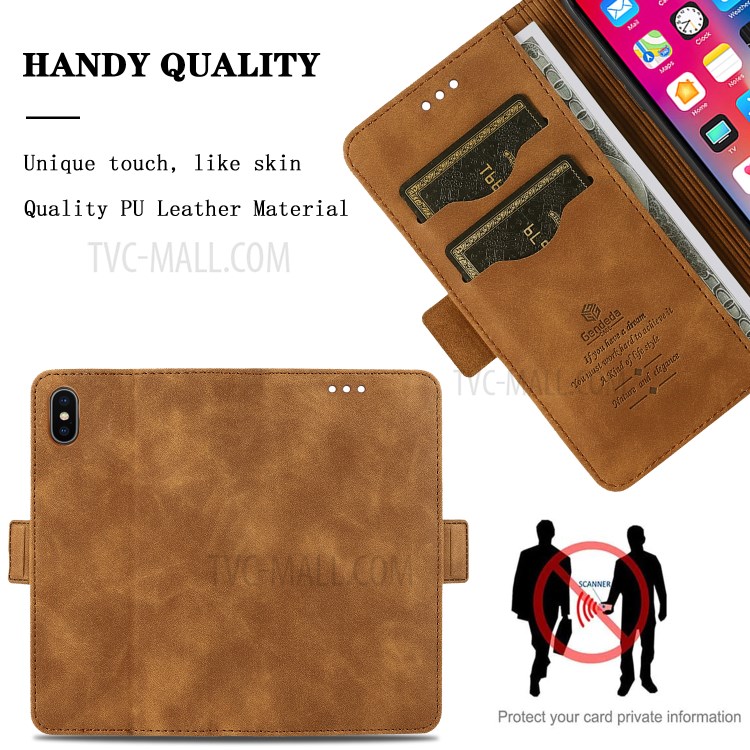 Business Style Leather Case with Wallet Stand for iPhone XS/X 5.8 inch - Brown-3