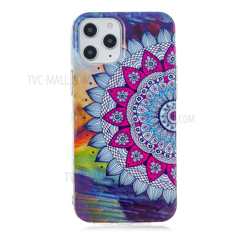 Newly Noctilucent Patterned IMD TPU Case Shell for iPhone 12 Pro Max 6.7 inch - Mandala Flower-3
