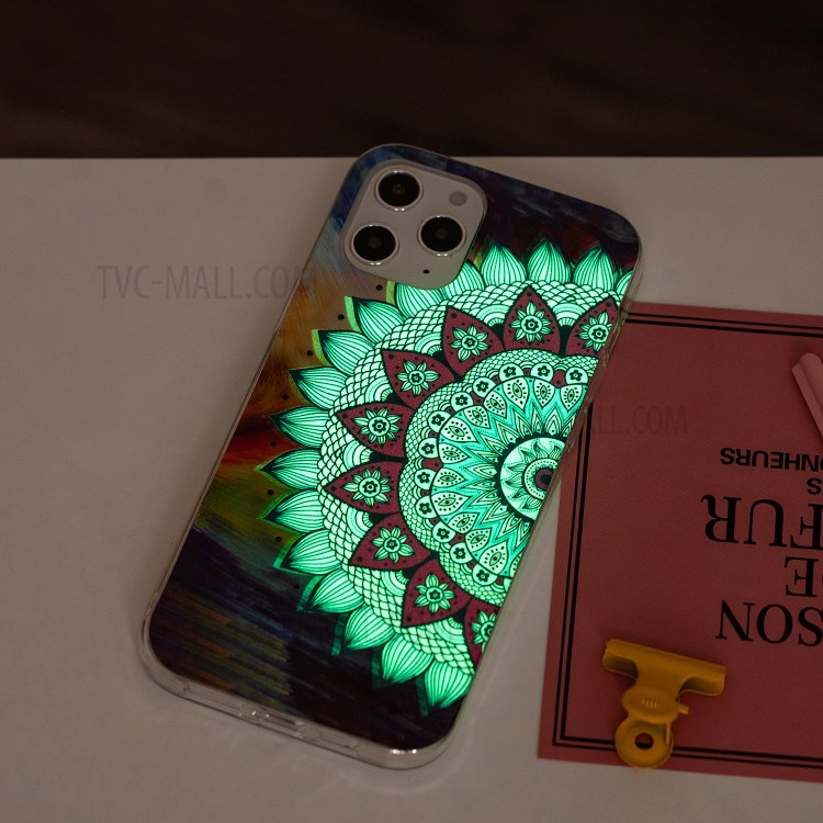 Newly Noctilucent Patterned IMD TPU Case Shell for iPhone 12 Pro Max 6.7 inch - Mandala Flower-5