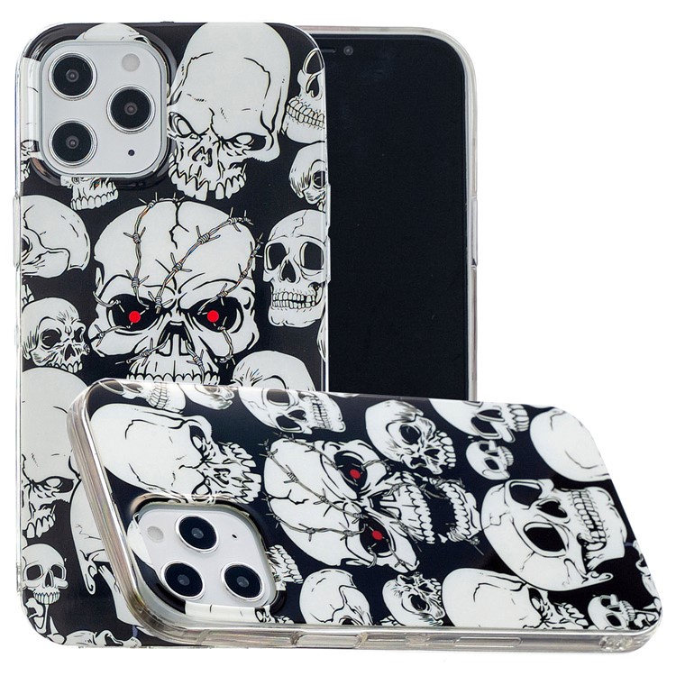 Newly Noctilucent Patterned IMD TPU Case Shell for iPhone 12 Pro Max 6.7 inch - Skull-1