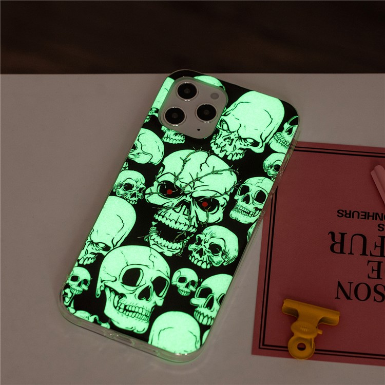 Newly Noctilucent Patterned IMD TPU Case Shell for iPhone 12 Pro Max 6.7 inch - Skull-5