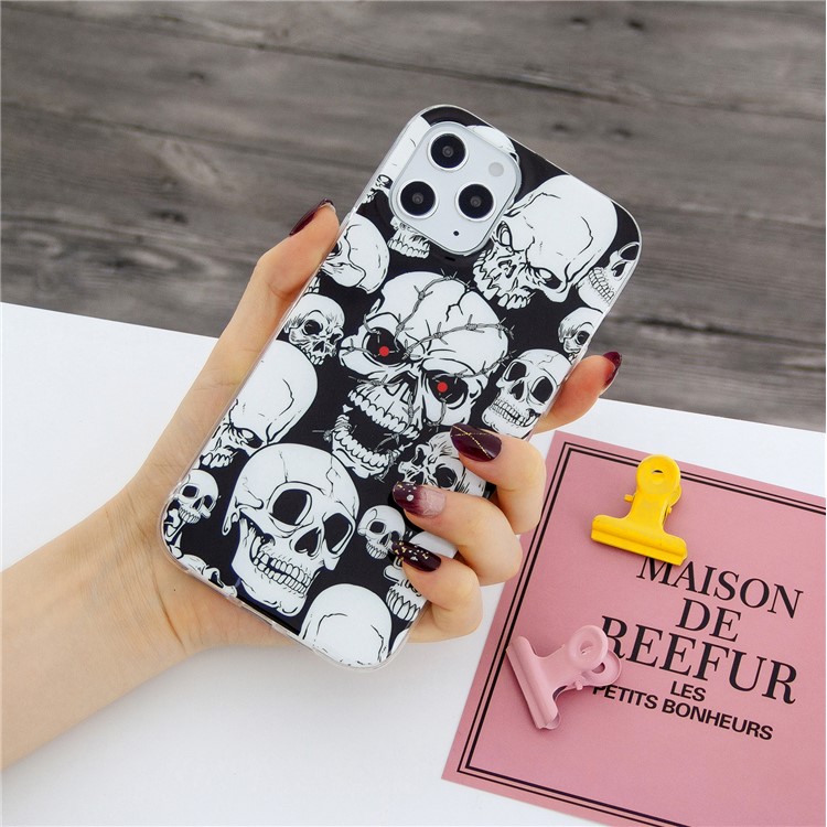 Newly Noctilucent Patterned IMD TPU Case Shell for iPhone 12 Pro Max 6.7 inch - Skull-6