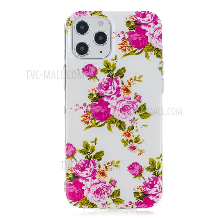 Newly Noctilucent Patterned IMD TPU Case Shell for iPhone 12 Pro Max 6.7 inch - Blooming Peonies-3