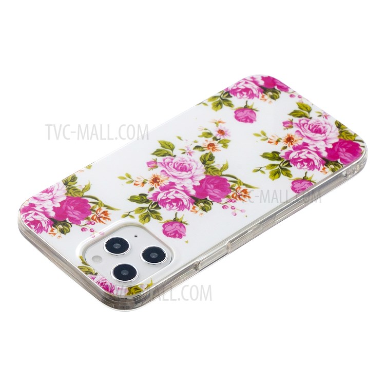 Newly Noctilucent Patterned IMD TPU Case Shell for iPhone 12 Pro Max 6.7 inch - Blooming Peonies-4