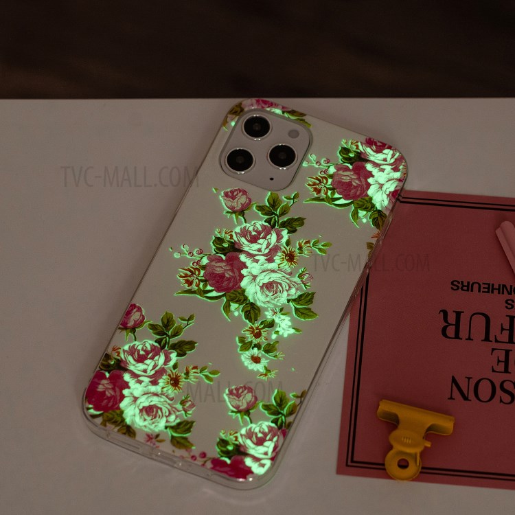 Newly Noctilucent Patterned IMD TPU Case Shell for iPhone 12 Pro Max 6.7 inch - Blooming Peonies-5